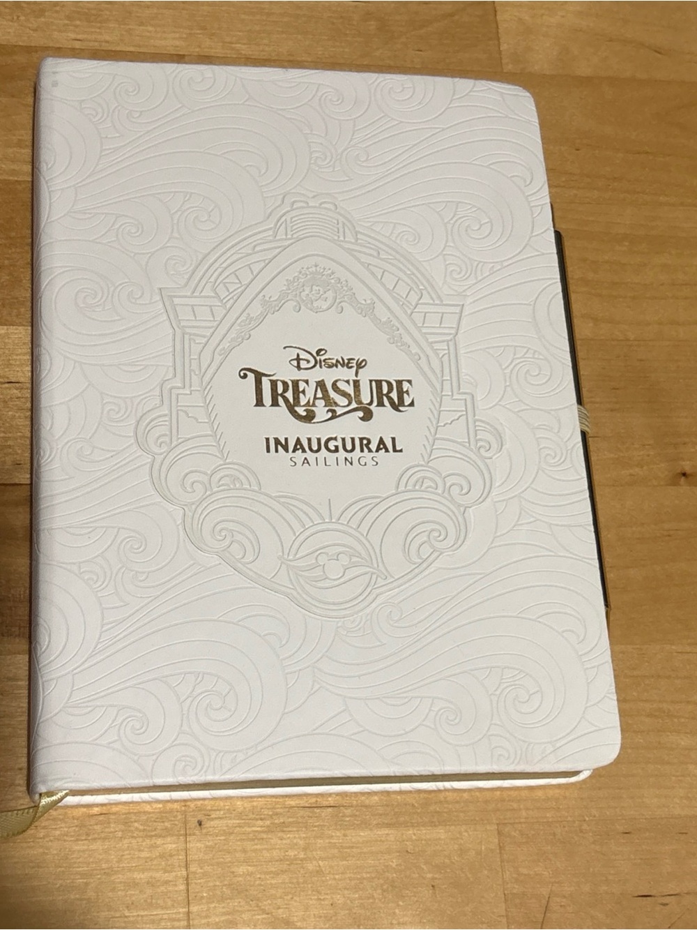 Disney White Embossed "Treasure" Inaugural Sailings Journal with Gold Foil